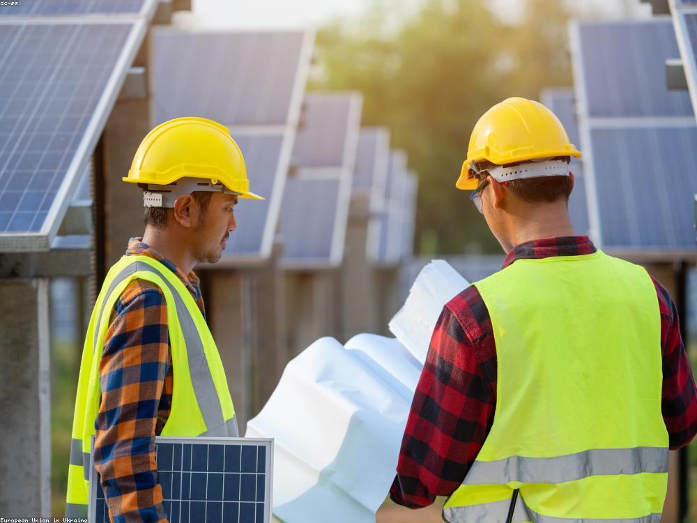 Technicians testing and energising a solar plant