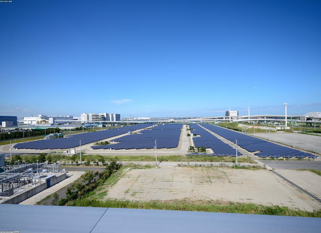 Aerial view of a large-scale solar power plant